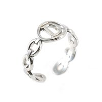 Retro Letter Titanium Steel Hollow Out Open Ring 1 Piece sku image 4