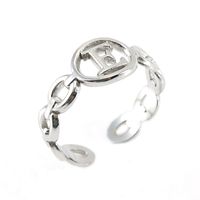 Retro Letter Titanium Steel Hollow Out Open Ring 1 Piece sku image 5