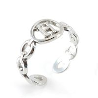 Retro Letter Titanium Steel Hollow Out Open Ring 1 Piece sku image 8