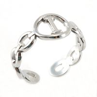 Retro Letter Titanium Steel Hollow Out Open Ring 1 Piece sku image 9
