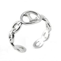 Retro Letter Titanium Steel Hollow Out Open Ring 1 Piece sku image 12