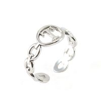 Retro Letter Titanium Steel Hollow Out Open Ring 1 Piece sku image 20