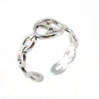 Retro Letter Titanium Steel Hollow Out Open Ring 1 Piece sku image 24