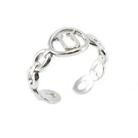 Retro Letter Titanium Steel Hollow Out Open Ring 1 Piece sku image 21