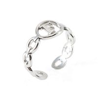 Retro Letter Titanium Steel Hollow Out Open Ring 1 Piece sku image 6