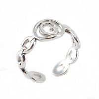 Retro Letter Titanium Steel Hollow Out Open Ring 1 Piece sku image 7