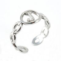 Retro Letter Titanium Steel Hollow Out Open Ring 1 Piece sku image 10