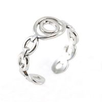 Retro Letter Titanium Steel Hollow Out Open Ring 1 Piece sku image 15