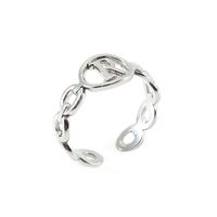 Retro Letter Titanium Steel Hollow Out Open Ring 1 Piece sku image 18