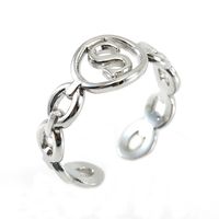 Retro Letter Titanium Steel Hollow Out Open Ring 1 Piece sku image 19