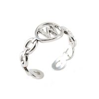 Retro Letter Titanium Steel Hollow Out Open Ring 1 Piece sku image 23
