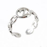 Retro Letter Titanium Steel Hollow Out Open Ring 1 Piece sku image 26