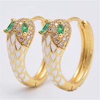 Fashion Snake Artificial Gemstones Copper Enamel Earrings 1 Pair sku image 1