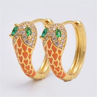 Fashion Snake Artificial Gemstones Copper Enamel Earrings 1 Pair main image 4