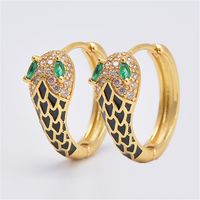 Fashion Snake Artificial Gemstones Copper Enamel Earrings 1 Pair sku image 2