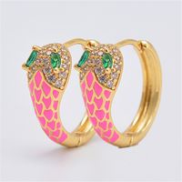 Fashion Snake Artificial Gemstones Copper Enamel Earrings 1 Pair sku image 3