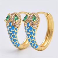 Fashion Snake Artificial Gemstones Copper Enamel Earrings 1 Pair sku image 5