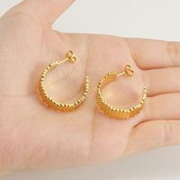 1 Pair Elegant C Shape Solid Color Plating Titanium Steel 18k Gold Plated Ear Studs main image 5