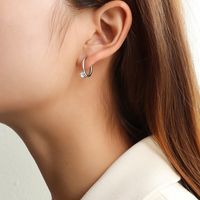 Fashion Geometric Titanium Steel Inlay Zircon Earrings 1 Pair sku image 2