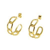 1 Pair Retro C Shape Spiral Stripe Plating Titanium Steel 18k Gold Plated Ear Studs sku image 1