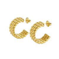 1 Pair Retro C Shape Solid Color Twist Plating Stainless Steel 18k Gold Plated Ear Studs main image 4