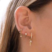 Fashion Moon Copper Inlay Artificial Gemstones Drop Earrings 1 Pair main image 5