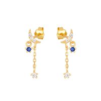 Fashion Moon Copper Inlay Artificial Gemstones Drop Earrings 1 Pair sku image 1