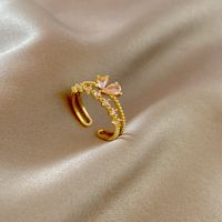 Fashion Heart Shape Copper Plating Inlay Zircon Rings 1 Piece sku image 36