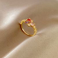 Fashion Heart Shape Copper Plating Inlay Zircon Rings 1 Piece sku image 25
