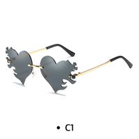 Fashion Ocean Heart Shape Pc Special-shaped Mirror Frameless Women's Sunglasses sku image 1