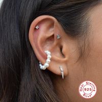 Style Simple Feuille Star Argent Sterling Placage Incruster Zircon Boucles D'oreilles 1 Pièce main image 5