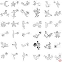 Style Simple Feuille Star Argent Sterling Placage Incruster Zircon Boucles D'oreilles 1 Pièce main image 1