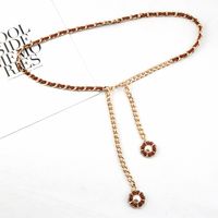 Fashion Round Metal Inlay Pearl Women's Chain Belts 1 Piece main image 3