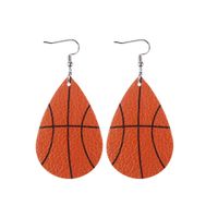 1 Pair Sports Ball Basketball Football Pu Leather Printing Women's Drop Earrings sku image 2