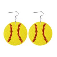 1 Pair Sports Ball Basketball Football Pu Leather Printing Women's Drop Earrings sku image 18