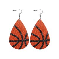 1 Pair Sports Ball Basketball Football Pu Leather Printing Women's Drop Earrings sku image 11