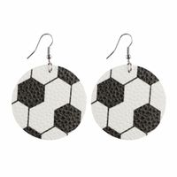 1 Pair Sports Ball Basketball Football Pu Leather Printing Women's Drop Earrings sku image 33