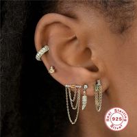 Fashion Square Tassel Sterling Silver Plating Inlay Zircon Ear Studs 1 Piece main image 4
