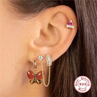 Fashion Square Tassel Sterling Silver Plating Inlay Zircon Ear Studs 1 Piece main image 2
