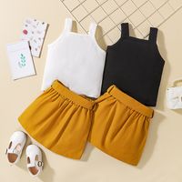Fashion Solid Color Bow Knot Polyester Girls Clothing Sets main image 4