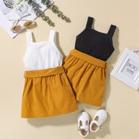 Fashion Solid Color Bow Knot Polyester Girls Clothing Sets main image 3