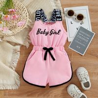 Fashion Letter Bow Knot Cotton Jumpsuits main image 5