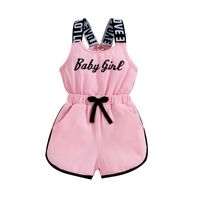 Fashion Letter Bow Knot Cotton Jumpsuits sku image 1