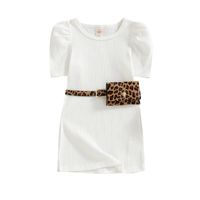 Simple Style Solid Color Leopard Cotton Girls Dresses sku image 1