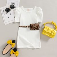 Simple Style Solid Color Leopard Cotton Girls Dresses main image 5