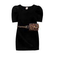 Simple Style Solid Color Leopard Cotton Girls Dresses main image 2