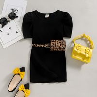 Simple Style Solid Color Leopard Cotton Girls Dresses main image 3