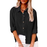Women's Blouse Long Sleeve Blouses Pocket Streetwear Solid Color main image 4