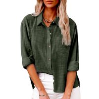 Women's Blouse Long Sleeve Blouses Pocket Streetwear Solid Color main image 3