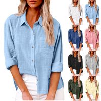 Women's Blouse Long Sleeve Blouses Pocket Streetwear Solid Color main image 6